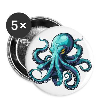 Pieuvre, pieuvre, pieuvre, été, cadeau - Lot de 5 grands badges (56 mm) - blanc - Devant