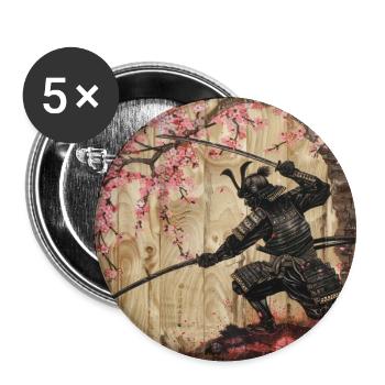 Japanese, Samurai, Cherry Blossom, Art, Ukiyo-E - Buttons large 2.2''/56 mm (5-pack) - white - Front