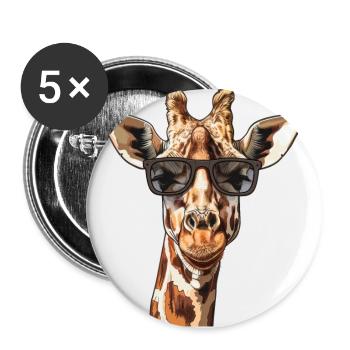 Giraffe Lustig Sommer - Buttons groß 56 mm (5er Pack) - Weiß - Vorne