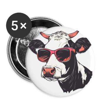 Kuh Sonnenbrille - Buttons groß 56 mm (5er Pack) - Weiß - Vorne