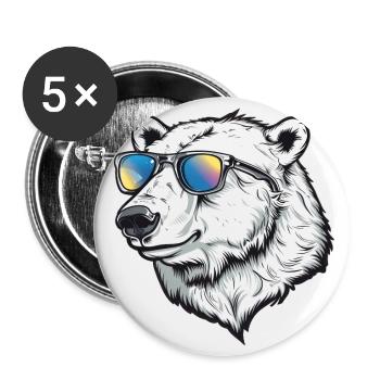 Polar Bear Funny Summer Sun - Buttons large 2.2''/56 mm (5-pack) - white - Front