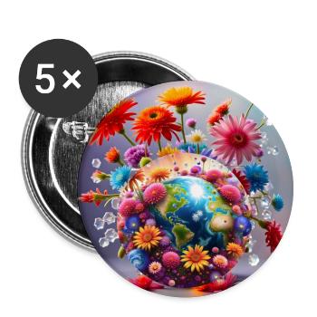 Planète Terre - Lot de 5 grands badges (56 mm) - blanc - Devant