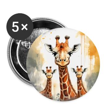 Giraffen Familie - Buttons groß 56 mm (5er Pack) - Weiß - Vorne