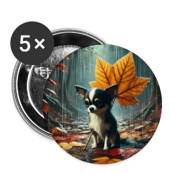 Chihuahua Triste sous la Pluie en Automne - Lot de 5 grands badges (56 mm) - blanc - Devant