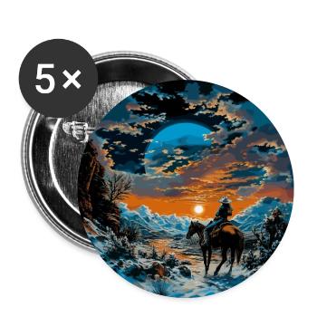Cavalier Équitation Winter Ride Girl Fille - Lot de 5 grands badges (56 mm) - blanc - Devant