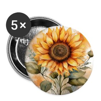 Vibrant Sunflower Watercolour Art - Buttons large 2.2''/56 mm (5-pack) - white - Front