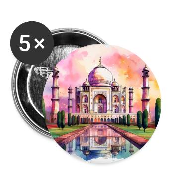 Colourful Watercolour Taj Mahal – Indian Architect - Buttons large 2.2''/56 mm (5-pack) - white - Front