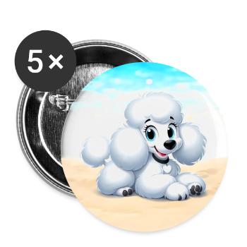 caniche 5 - Lot de 5 grands badges (56 mm) - blanc - Devant