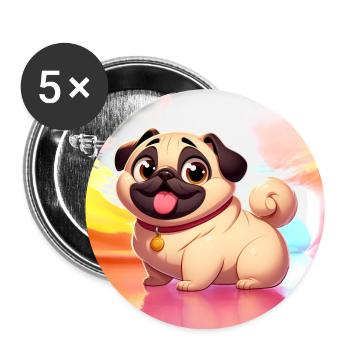 pug - Buttons large 2.2''/56 mm (5-pack) - white - Front
