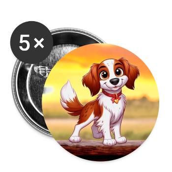 Bretagne Spaniel 6 - Buttons groß 56 mm (5er Pack) - Weiß - Vorne