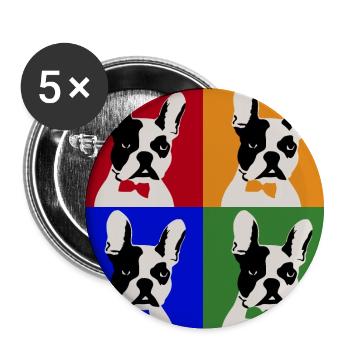 Franz Bulldog Colorful - Buttons large 2.2''/56 mm (5-pack) - white - Front
