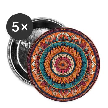 A simple mandala - Buttons large 2.2''/56 mm (5-pack) - white - Front