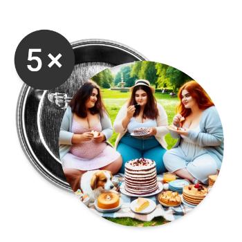 Cake & Society Satire - Buttons large 2.2''/56 mm (5-pack) - white - Front