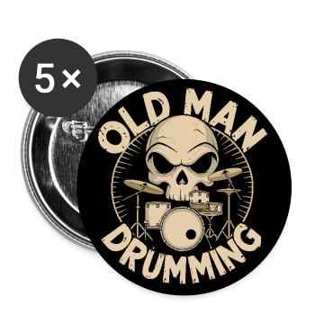 Old and loud old man plays drums - Buttons large 2.2''/56 mm (5-pack) - white - Front