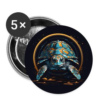 tortue de mer en technique aquarelle - Lot de 5 grands badges (56 mm) - blanc - Devant