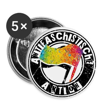Antifaschistische Aktion - Buttons groß 56 mm (5er Pack) - Weiß - Vorne