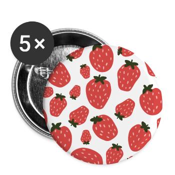 Süße Erdbeeren - Buttons groß 56 mm (5er Pack) - Weiß - Vorne