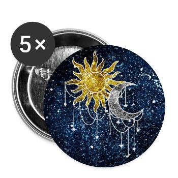 Cosmic Sun and Moon - Buttons large 2.2''/56 mm (5-pack) - white - Front