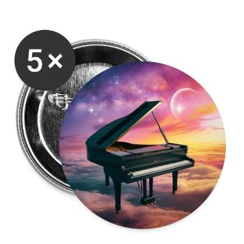 Fantastique piano à queue de concert dans le ciel nuageux - Lot de 5 grands badges (56 mm) - blanc - Devant
