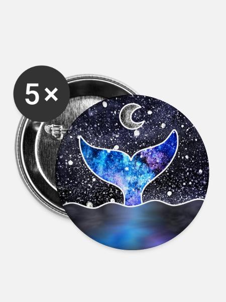 Cosmic Mermaid Tail - Buttons large 2.2''/56 mm (5-pack) - white