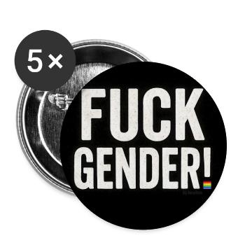 Fuck Gender, Black Rainbow - Buttons groß 56 mm (5er Pack) - Weiß - Vorne