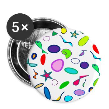 Ozean Pop Art Abstrakt - Buttons groß 56 mm (5er Pack) - Weiß - Vorne