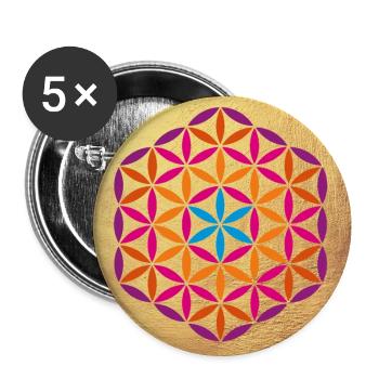 Poster Gold Flower of Life Yoga India om Namaste - Buttons large 2.2''/56 mm (5-pack) - white - Front