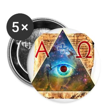The Eye of God Alpha Omega + - All-Seeing - Buttons large 2.2''/56 mm (5-pack) - white - Front