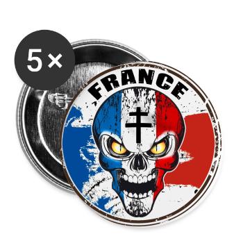 Skull croix de Lorraine - Lot de 5 grands badges (56 mm) - blanc - Devant
