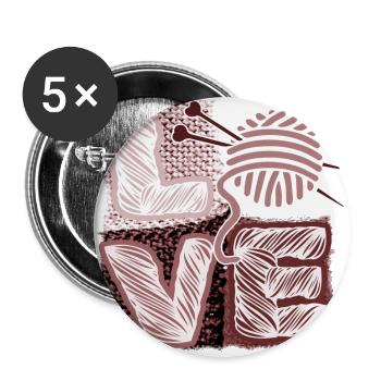 I love knitting and crocheting and wool - Buttons large 2.2''/56 mm (5-pack) - white - Front