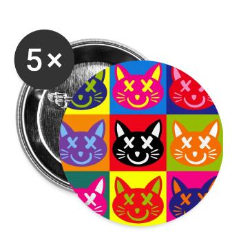 Chats (Pop Art) - Lot de 5 grands badges (56 mm) - blanc - Devant