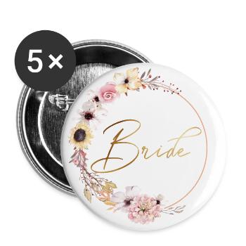 peachy_wreath_bride - Buttons groß 56 mm (5er Pack) - Weiß - Vorne