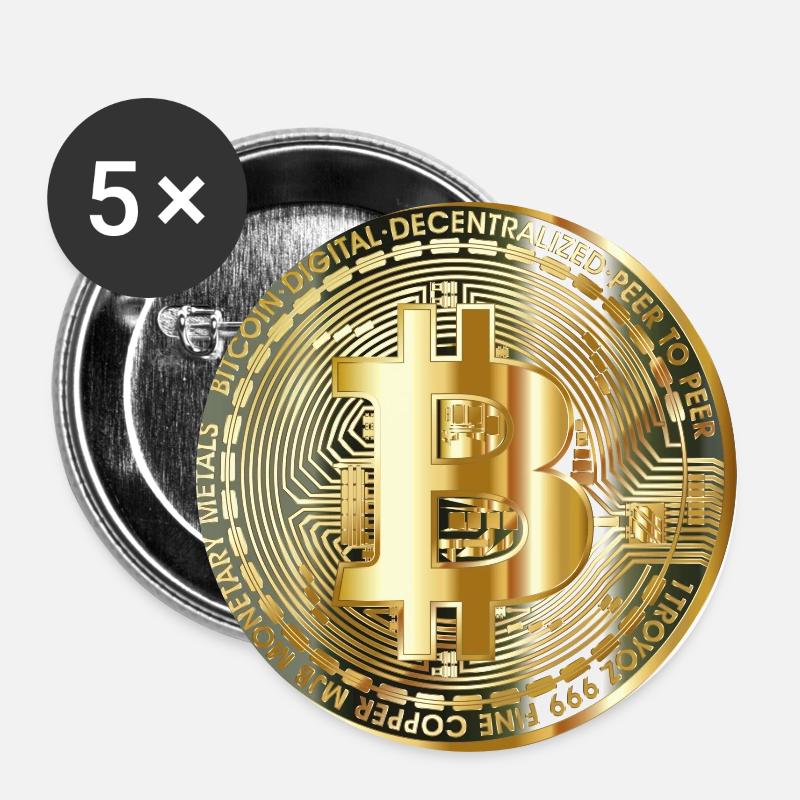 Bitcoin Shirt Digital Currency Sweatshirt Bitcoin - Buttons large 2.2''/56 mm (5-pack) - white