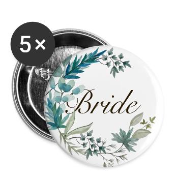 Bride / Braut JGA Junggesellinnenabschied Hochzeit - Buttons groß 56 mm (5er Pack) - Weiß - Vorne