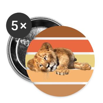 Lion lying, Vintage - Buttons large 2.2''/56 mm (5-pack) - white - Front