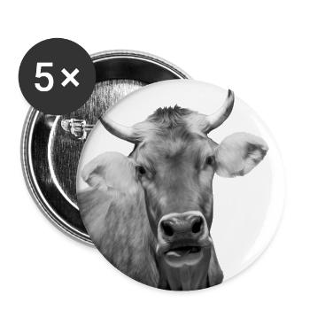 Kuh T-Shirt für Teens Einfach Kuh - Buttons groß 56 mm (5er Pack) - Weiß - Vorne