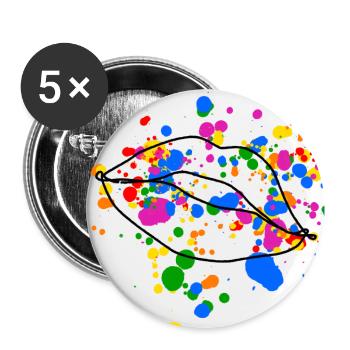 Queer Kissing Lips Design - Buttons large 2.2''/56 mm (5-pack) - white - Front