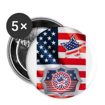 USA, stars and belts - Buttons large 2.2''/56 mm (5-pack) - white - Front