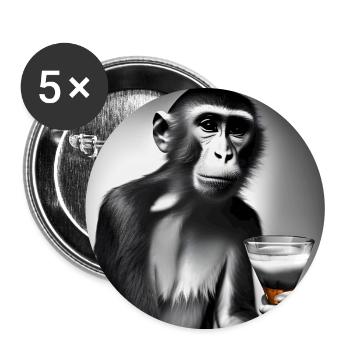 Monkey Portrait - Buttons large 2.2''/56 mm (5-pack) - white - Front