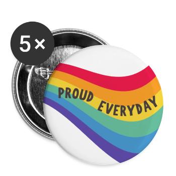 Rainbow Flag Proud Everyday Pride - Buttons large 2.2''/56 mm (5-pack) - white - Front