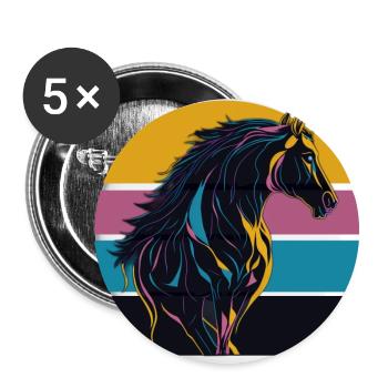Stallion Pferd Sunset - Buttons groß 56 mm (5er Pack) - Weiß - Vorne