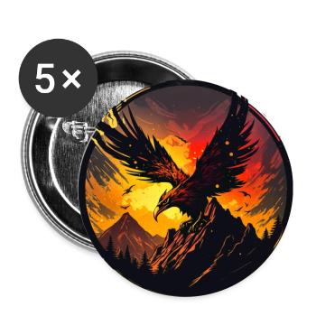 Puissant phénix montant, ligne d’icônes - Lot de 5 grands badges (56 mm) - blanc - Devant