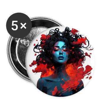 Gorgeous woman with flowers - Buttons large 2.2''/56 mm (5-pack) - white - Front