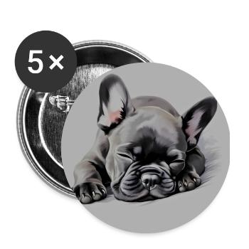 French Bulldog puppy black - Buttons large 2.2''/56 mm (5-pack) - white - Front