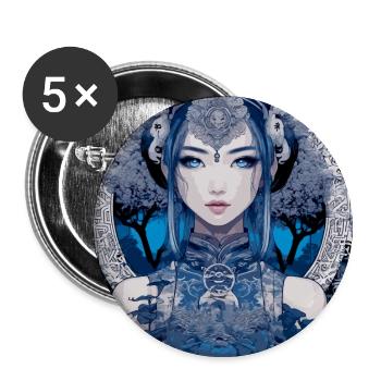 Manga, Gothic,Gothic,Blue Eyes,Ornaments - Buttons large 2.2''/56 mm (5-pack) - white - Front