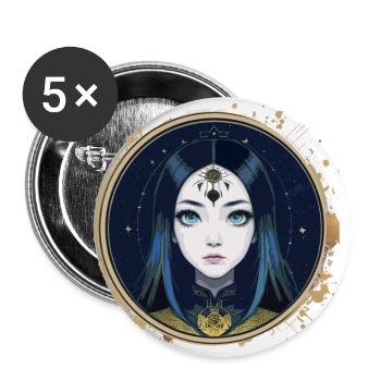 asian,blue eyes,emo,gold,gothic,punk - Buttons large 2.2''/56 mm (5-pack) - white - Front