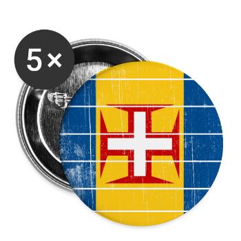 Retro Madeira Flag - Buttons large 2.2''/56 mm (5-pack) - white - Front