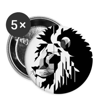 Geometric Lion - Buttons large 2.2''/56 mm (5-pack) - white - Front