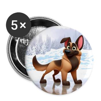 Malinois 2 - Buttons groß 56 mm (5er Pack) - Weiß - Vorne