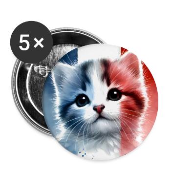 Mister Cat In Frankreich - Buttons groß 56 mm (5er Pack) - Weiß - Vorne